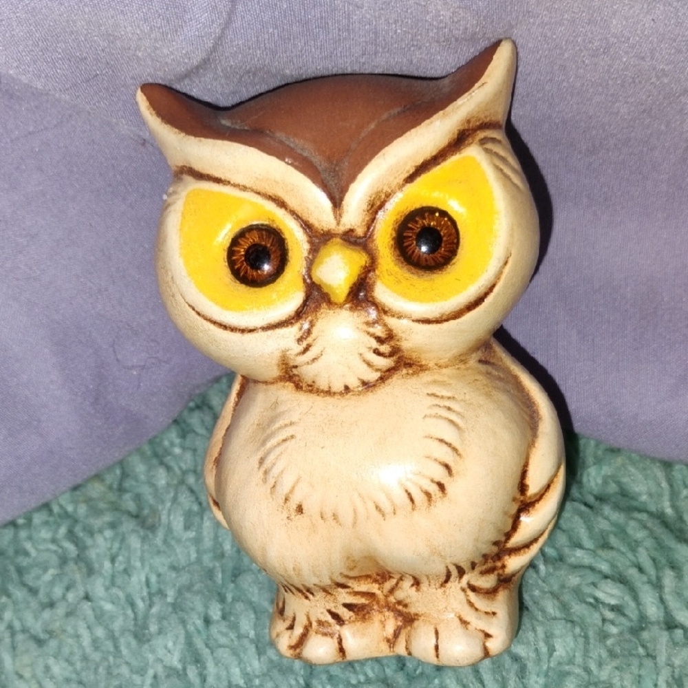 Vintage Ceramic Owl Figurine Mid 20th Century